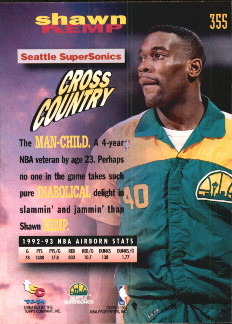 1993-94 Stadium Club Super Teams NBA Finals #355 Shawn Kemp FF back image