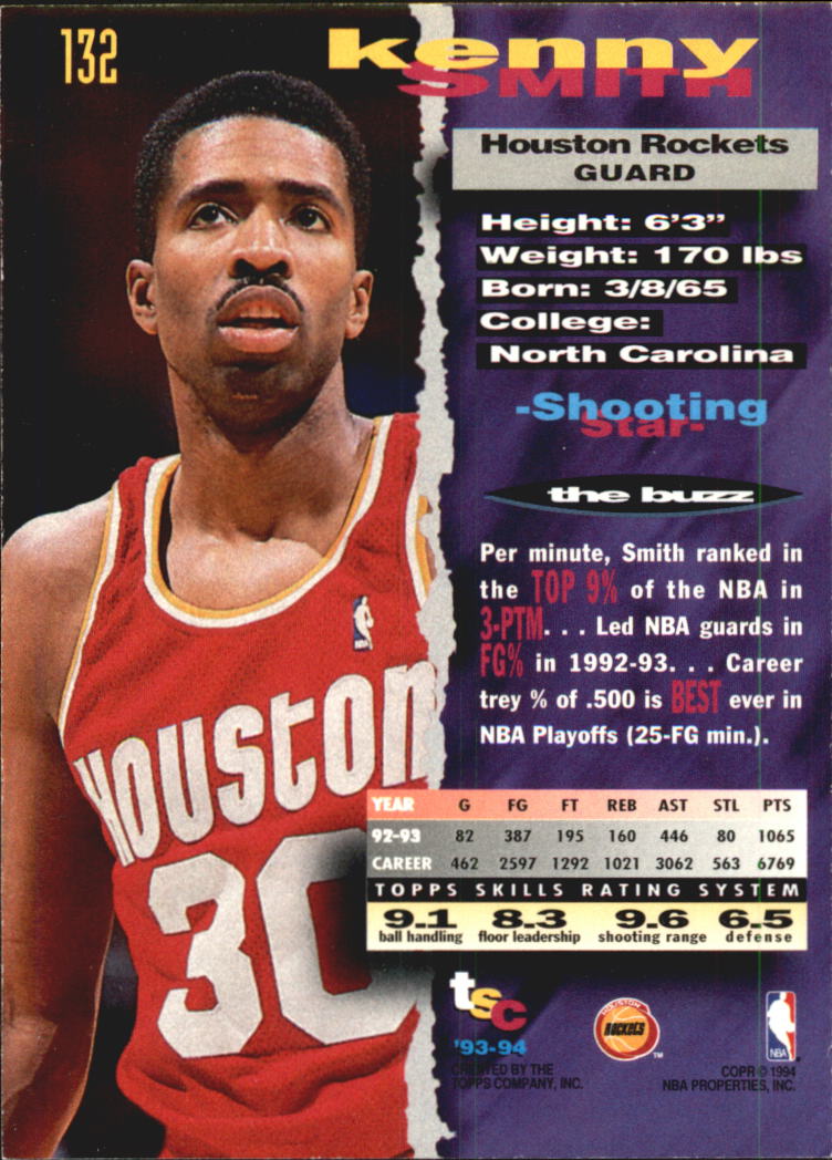 1993-94 Stadium Club Super Teams Division Winners #R132 Kenny Smith back image