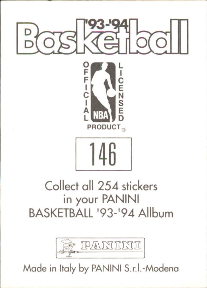 1993-94 Panini Stickers #146 Alonzo Mourning back image
