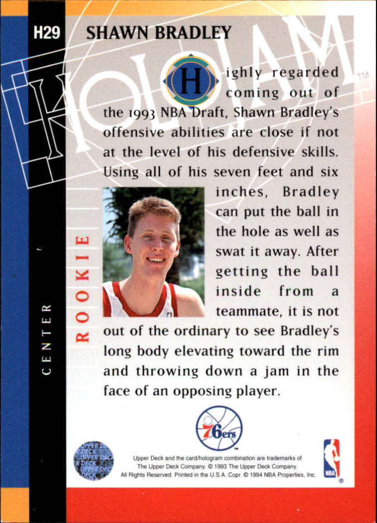 1993-94 Upper Deck Holojams #H29 Shawn Bradley back image