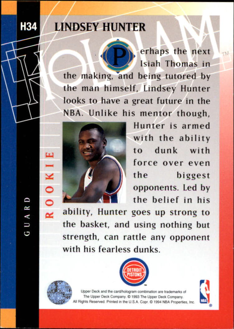 1993-94 Upper Deck Holojams #H34 Lindsey Hunter back image