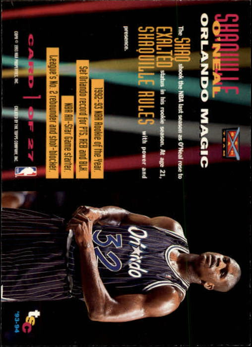 1993-94 Stadium Club Members Only Parallel #BT1 Shaquille O'Neal back image