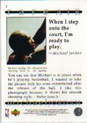 1994 Upper Deck Jordan Rare Air #3 Michael Jordan/(Michael's shooting form) back image