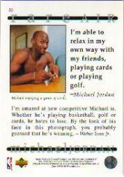 1994 Upper Deck Jordan Rare Air #30 Michael Jordan/(Enjoying game of cards) back image
