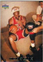 1994 Upper Deck Jordan Rare Air #48 Michael Jordan/(Holding up three fingers, representing three NBA titles)