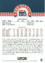 1994 SkyBox USA #16 Shawn Kemp/NBA Update back image