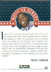 1994 SkyBox USA #54 Joe Dumars/Magic On back image