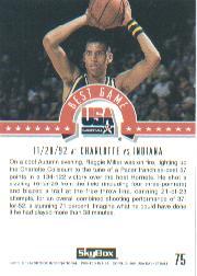 1994 SkyBox USA #75 Reggie Miller/Best Game back image