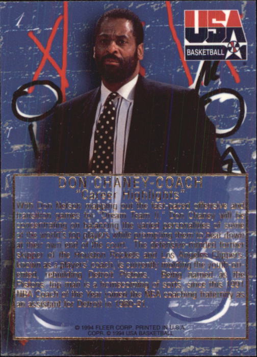1994 Flair USA #1 Don Chaney CO/Career Highlights back image