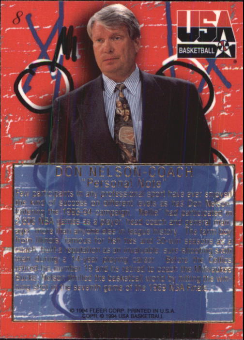 1994 Flair USA #8 Don Nelson CO/Personal Note back image