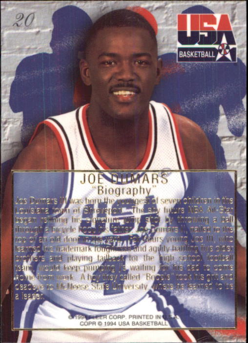 1994 Flair USA #20 Joe Dumars/Biography back image