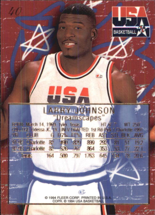 1994 Flair USA #40 Larry Johnson/Dreamscapes back image