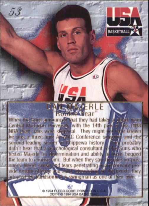 1994 Flair USA #53 Dan Majerle/Rookie Year back image