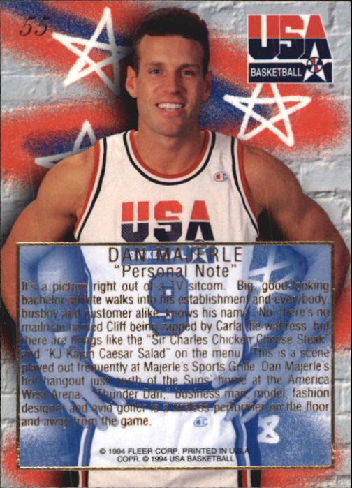1994 Flair USA #55 Dan Majerle/Personal Note back image