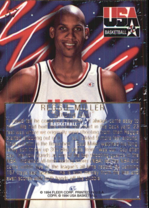 1994 Flair USA #57 Reggie Miller/Strong Suit back image