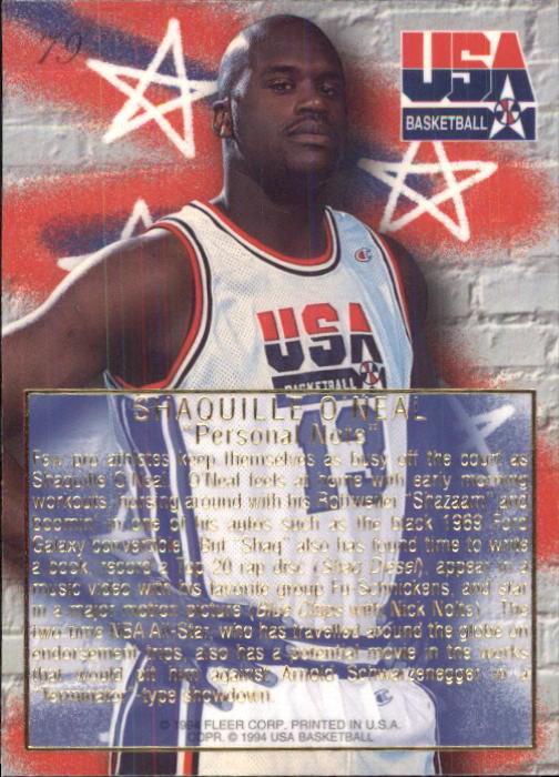 1994 Flair USA #79 Shaquille O'Neal/Personal Note back image