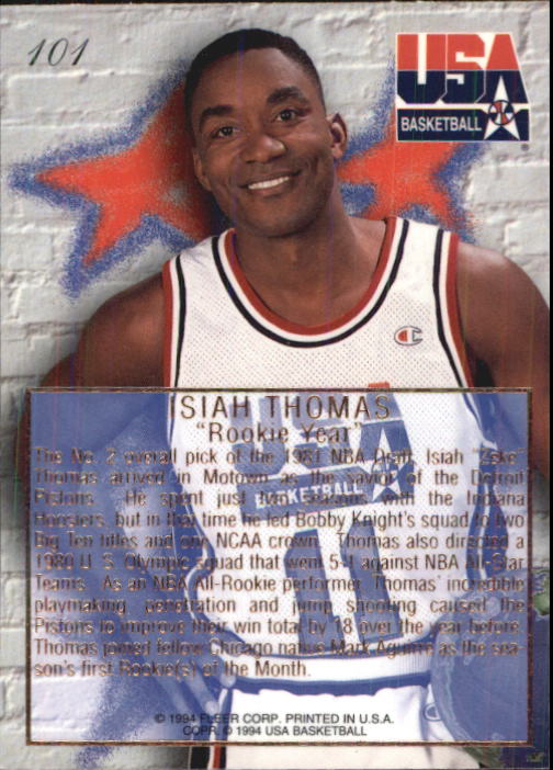 1994 Flair USA #101 Isiah Thomas/Rookie Year back image