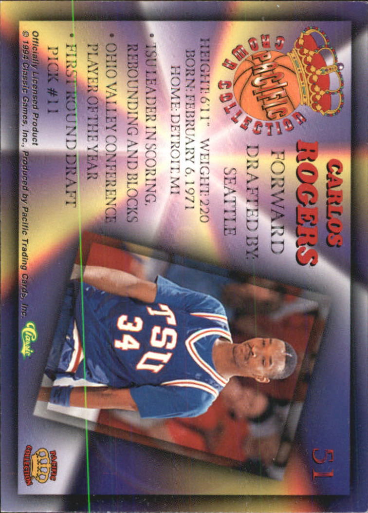 1994 Pacific Prisms #51 Carlos Rogers back image