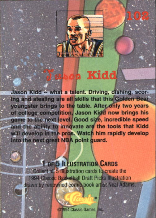 1994 Classic #102 Jason Kidd COMIC SP back image