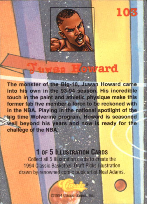 1994 Classic #103 Juwan Howard COMIC SP back image