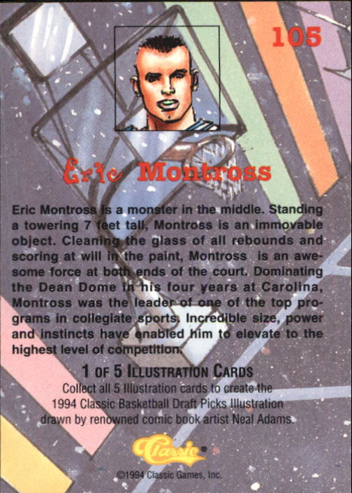 1994 Classic #105 Eric Montross COMIC SP back image