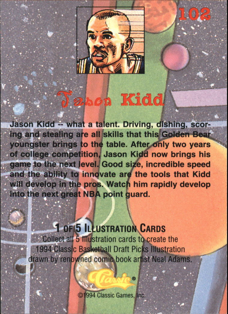 1994 Classic Gold #102 Jason Kidd COMIC back image