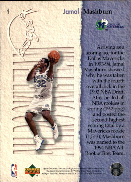 1994-95 Upper Deck #4 Jamal Mashburn ART back image