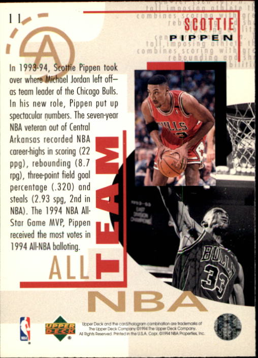 1994-95 Upper Deck #11 Scottie Pippen AN back image