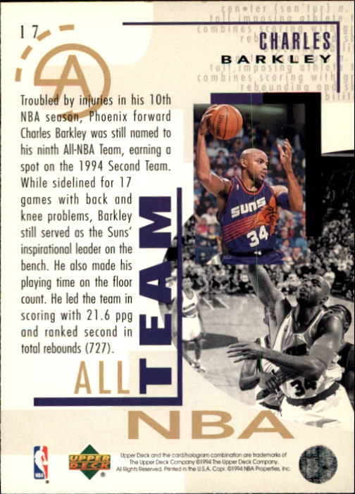 1994-95 Upper Deck #17 Charles Barkley AN back image