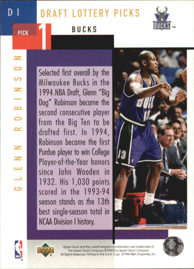 1994-95 Upper Deck Draft Trade #D1 Glenn Robinson - NM-MT