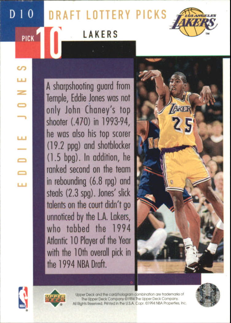 1994-95 Upper Deck Draft Trade #D10 Eddie Jones back image