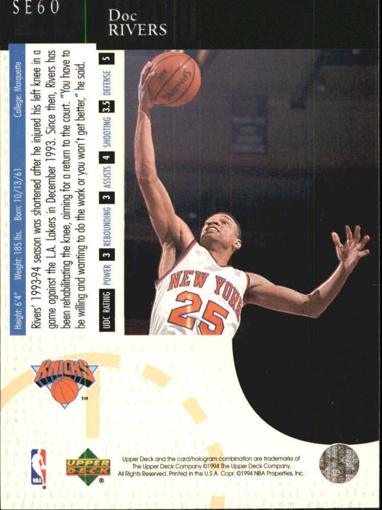 1994-95 Upper Deck Special Edition #60 Doc Rivers back image