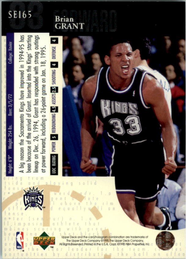 1994-95 Upper Deck Special Edition #165 Brian Grant back image