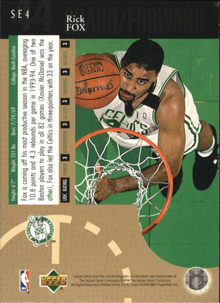 1994-95 Upper Deck Special Edition Gold #4 Rick Fox back image
