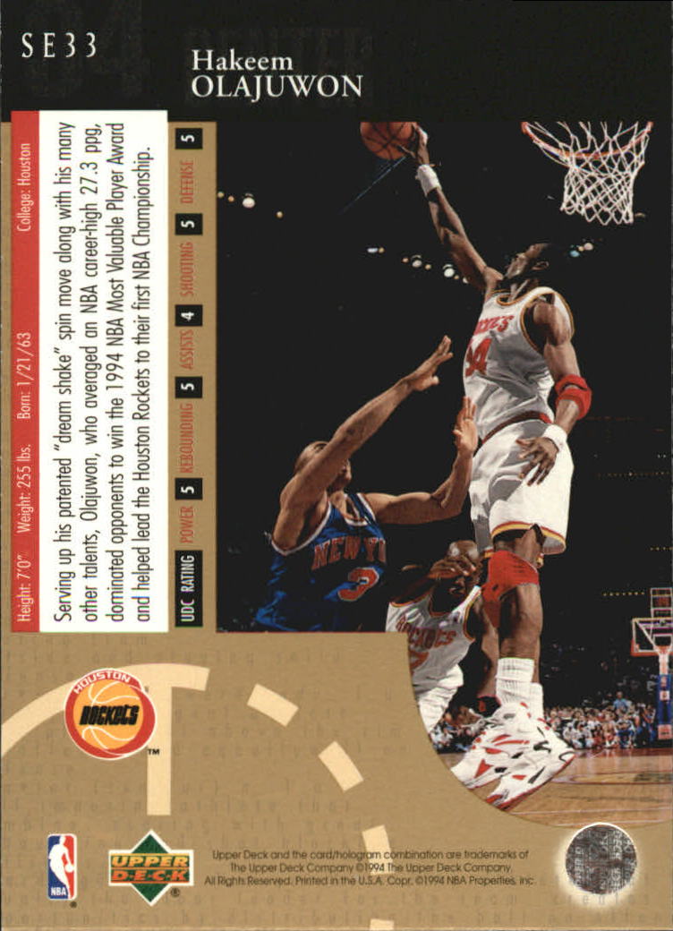 1994-95 Upper Deck Special Edition Gold #33 Hakeem Olajuwon back image