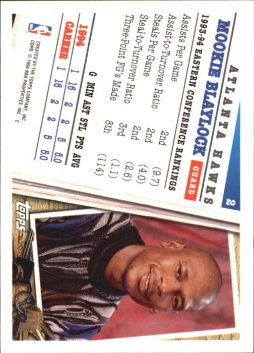 1994-95 Topps #2 Mookie Blaylock AS back image