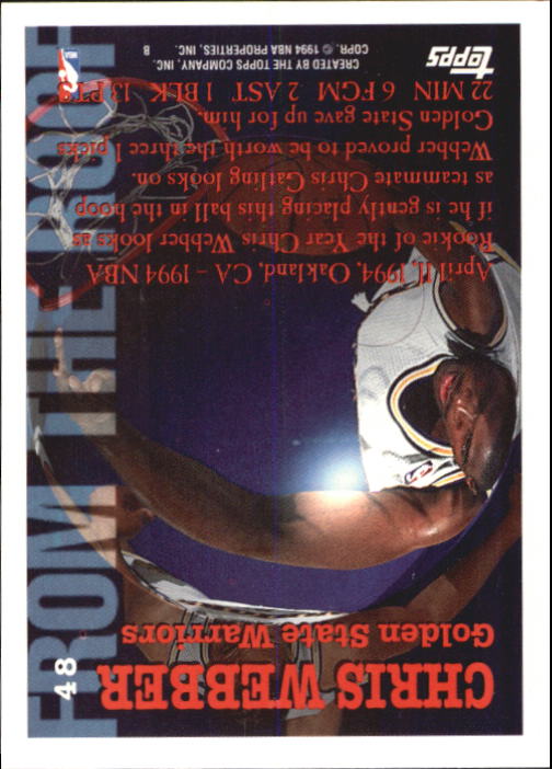 1994-95 Topps #48 Chris Webber FTR back image