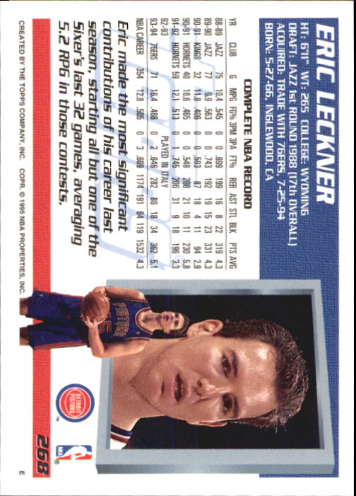 1994-95 Topps #268 Eric Leckner back image