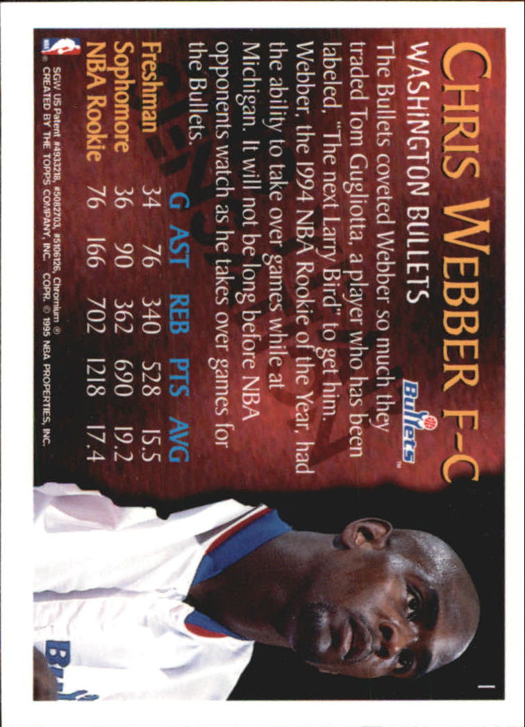 1994-95 Topps Super Sophomores #1 Chris Webber back image
