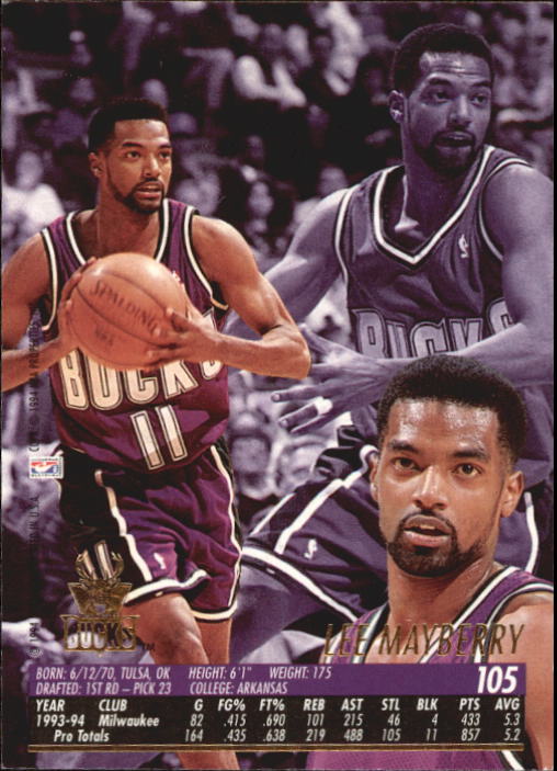 1994-95 Ultra #105 Lee Mayberry back image