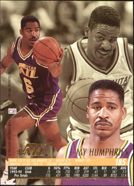 1994-95 Ultra #185 Jay Humphries back image
