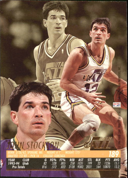 1994-95 Ultra #189 John Stockton back image