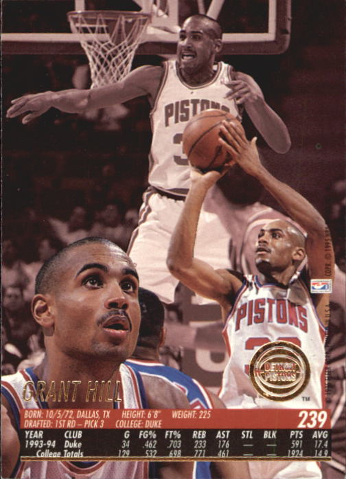 1994-95 Ultra #239 Grant Hill RC back image
