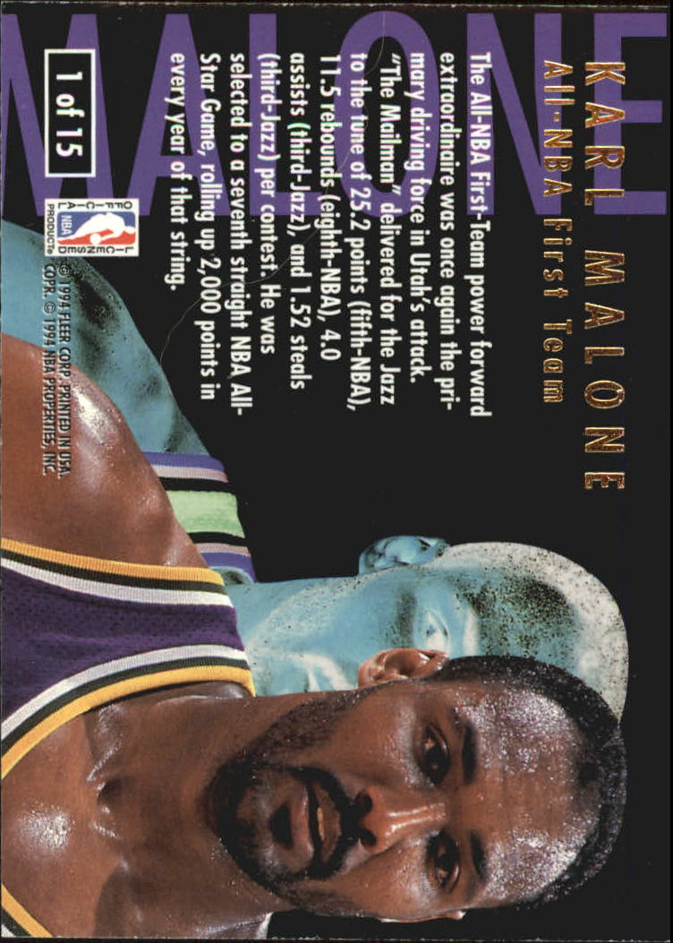 1994-95 Ultra All-NBA #1 Karl Malone back image