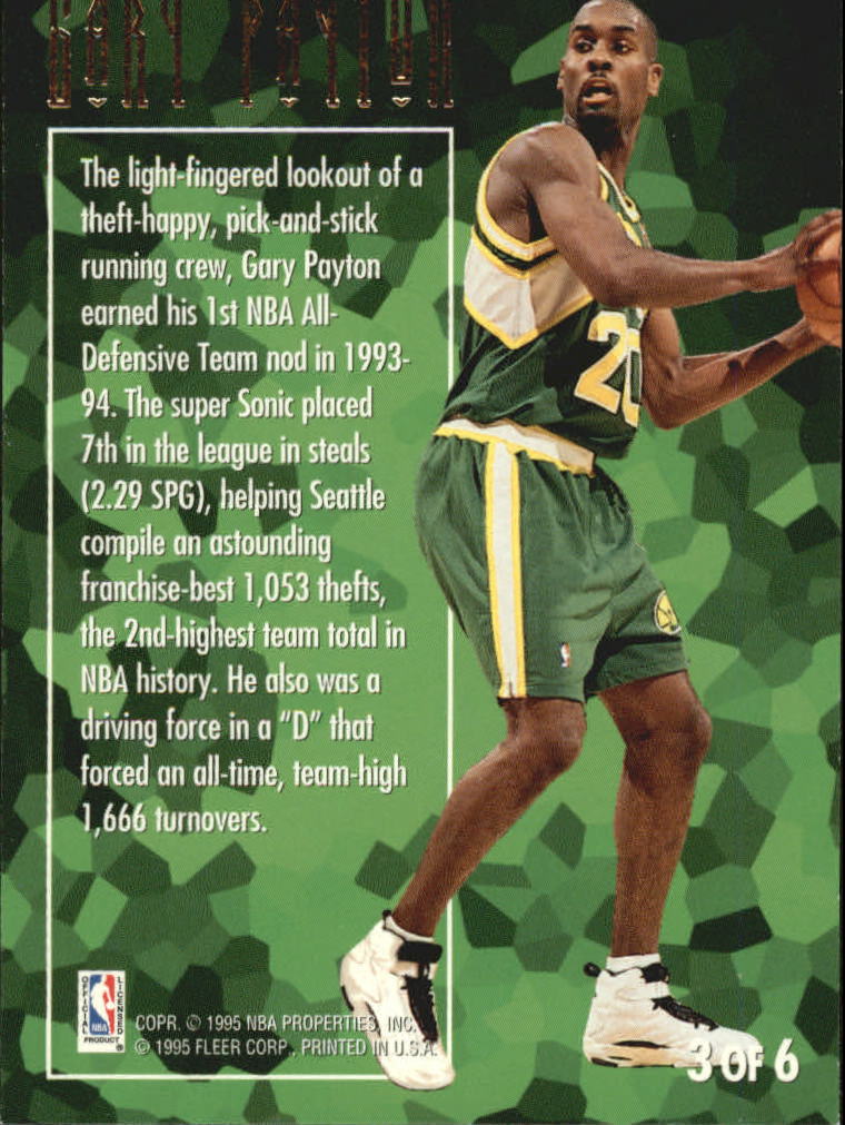 Gary Payton 1994-95 Ultra Fleer Defensive Gems 3 of 6 Seattle