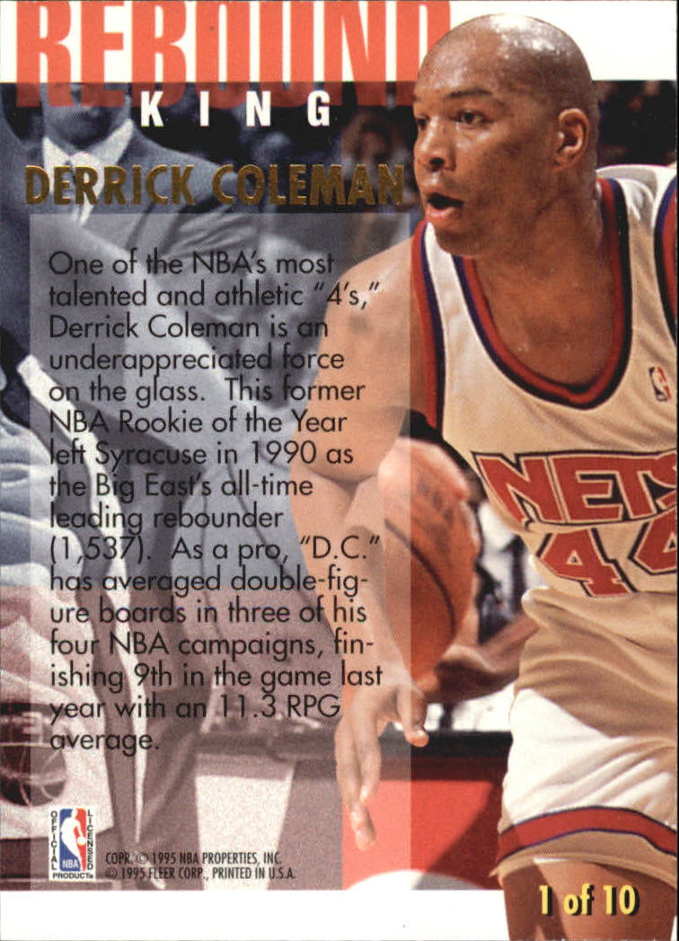 1994-95 Ultra Rebound Kings #1 Derrick Coleman back image