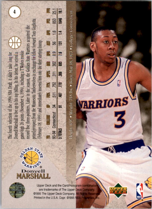 1994-95 SP #4 Donyell Marshall FOIL RC back image