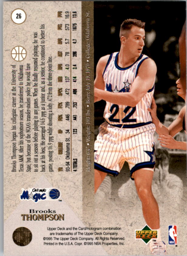 1994-95 SP #26 Brooks Thompson FOIL RC back image