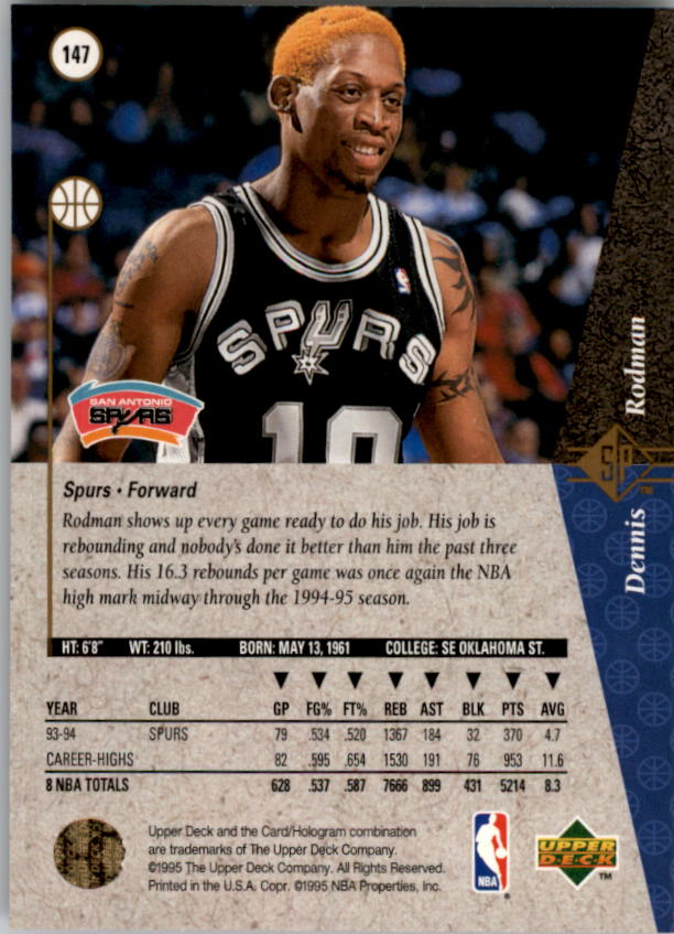 1994-95 SP #147 Dennis Rodman back image
