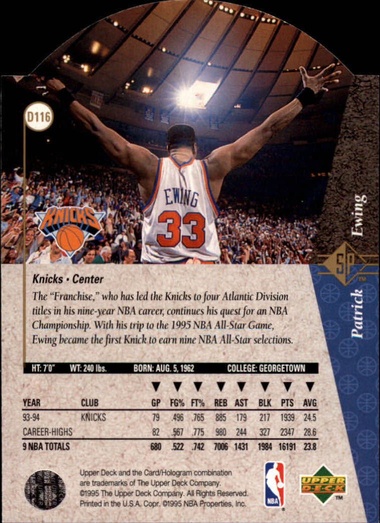 1994-95 SP Die Cuts #D116 Patrick Ewing back image